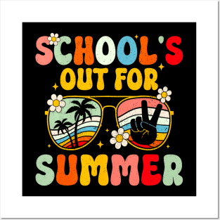 Retro Groovy School's Out For Summer Graduation Teacher Kids Posters and Art